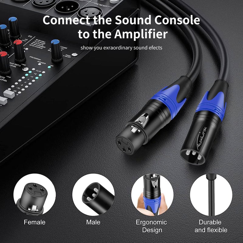 AuxLink XLR Cables, Microphone Cables 3ft 2 Pack, Heavy Duty Balanced XLR Speaker Cable Male to Female Suitable for Microphones, Speaker Systems, Radio Station, Stage Lighting and More-3 Feet - Image 4